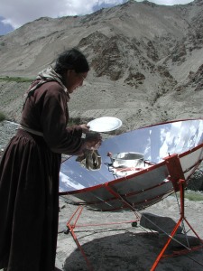 Solar cooking technology. Indian Himalayas. Photo by kind permission of Snow Leopard Conservancy.